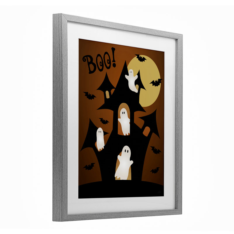 Ghostly Haunted House, reproduction encadrée sous verre, conception de Natalie Carpentieri, H 16 po x l 13 po