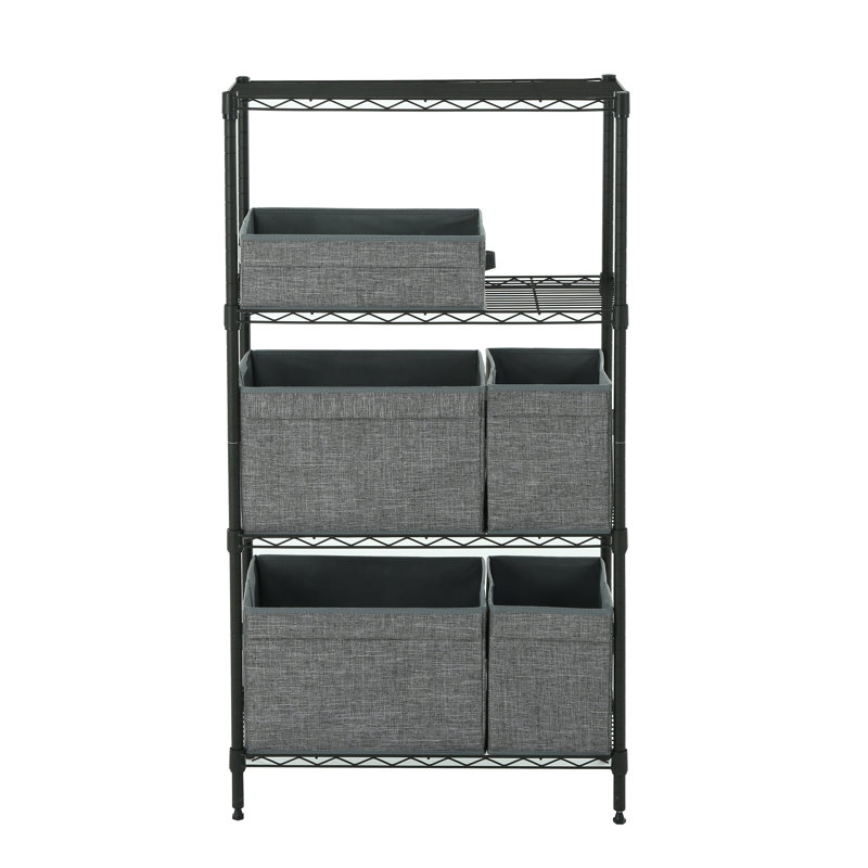 Rayonnage 4 niveaux Jennnifer, H 45,5 po x l 25,6 po x P 11,8 po, Gris