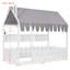 Lit de sol pour enfants Montessori, structure en bois massif, style blanc rustique, rangement à la maison