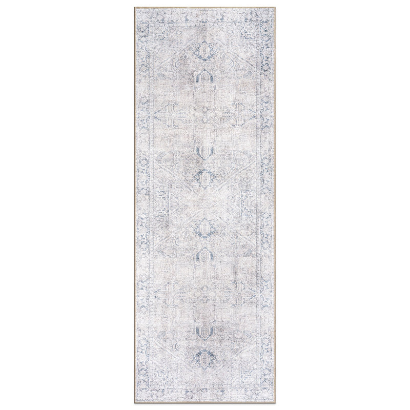 Tapis vintage antidérapant lavable à la machine Boho, Tapis de couloir 2 pi 6 po x 10 pi