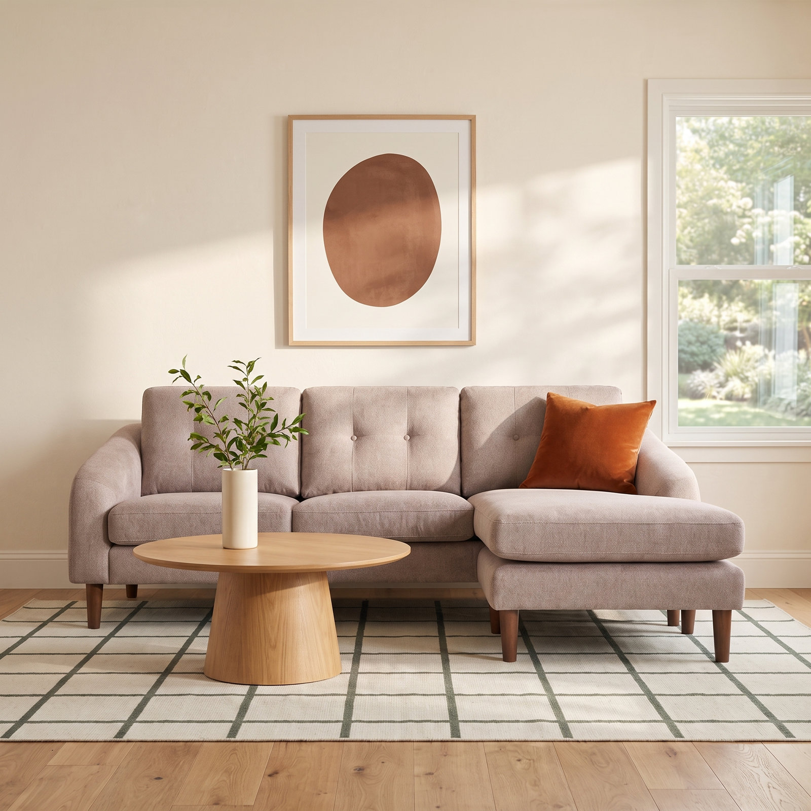 Lana Upholstered Reversible Chaise L-Sectional, Angel Mocca Performance Chenille