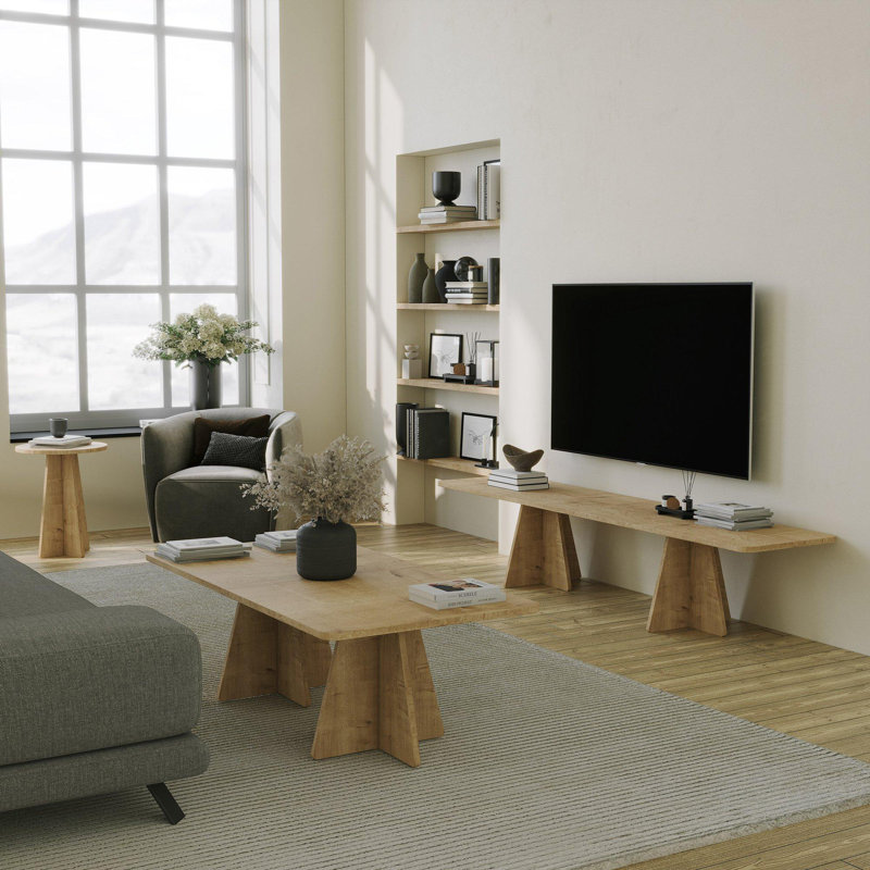 Modern Coffee Table in Sapphire Oak, 47.2 x 15.7 x 23.6 Inches | 100% Melamine Coated Particle Board, Thickness: 0.7 Inches | Scandinavian Design, Stylish & Durable, Perfect for Living Room & Lounge Spaces