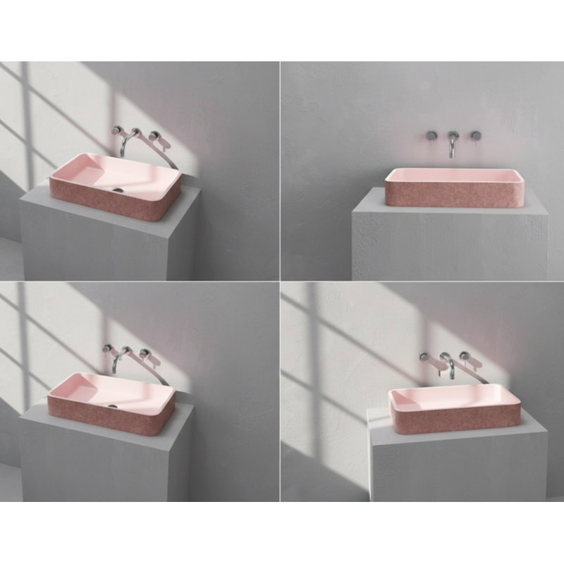Vast Studio Textured Concrete Rectangular Countertop Bathroom Sink, Blush