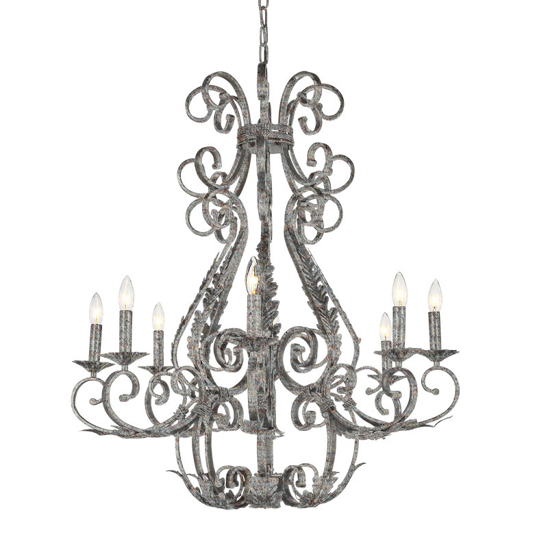 Italian 8 - Light Candle Style Empire Chandelier, Deep Ocean