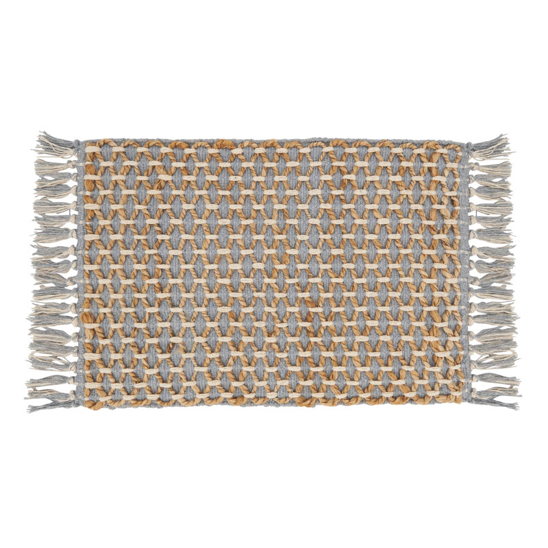 Gray and Natural Jute Cotton Woven Placemats, Set of 4