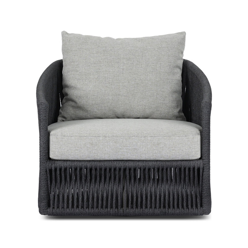 Porto Outdoor Swivel Lounge Chair, Alessi Slate, Thick Dark Gray Rope
