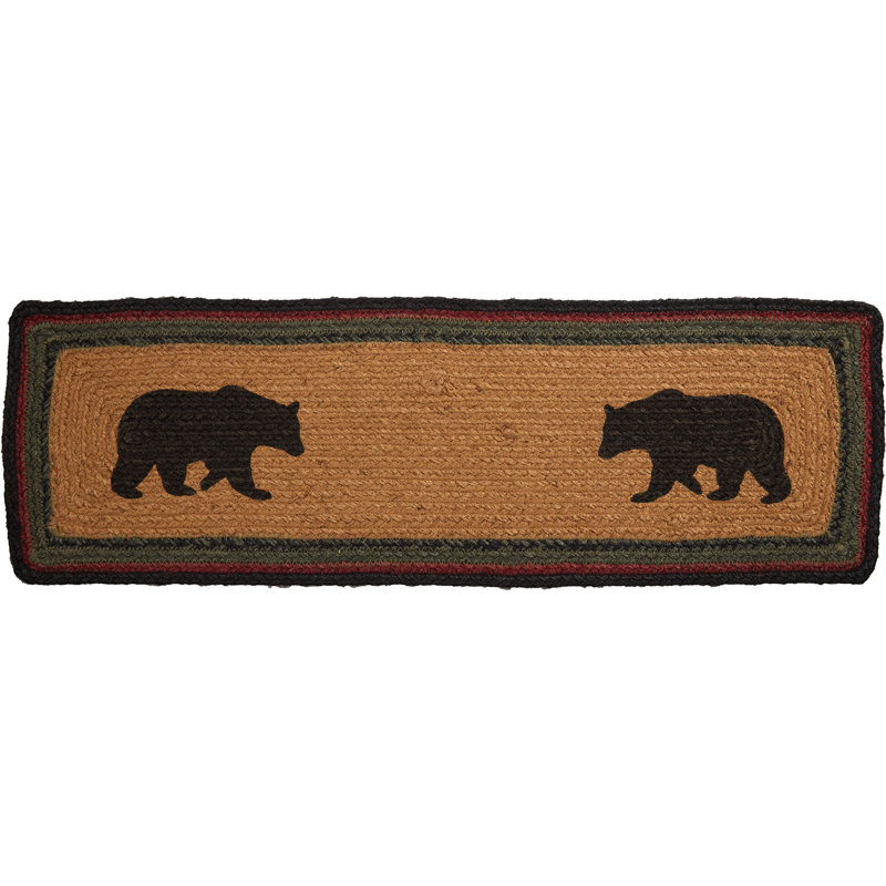 Wyatt Stenciled Bear Brown/Black Stair Tread