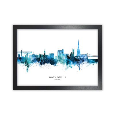 Warrington England Skyline Blue City Name by Michael Tompsett - 1 Piece Wall Art