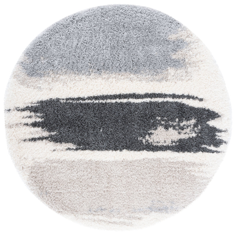 Tapis gris / crème Saraland, Rond 5 pi 3 po