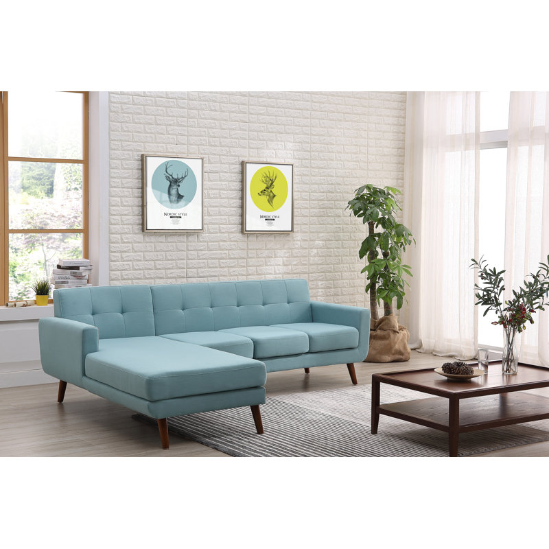 Canapé et chaise longue 98,48 po Barnet, Bleu Eton, Orienté à gauche (vu de face)