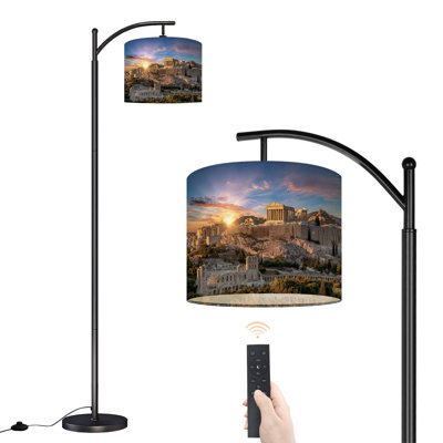 Lampe sur pied à arc avec abat-jour réglable Parthénon Athènes Grèce Lampe sur pied 3 températures de couleur à intensité variable pour lampe