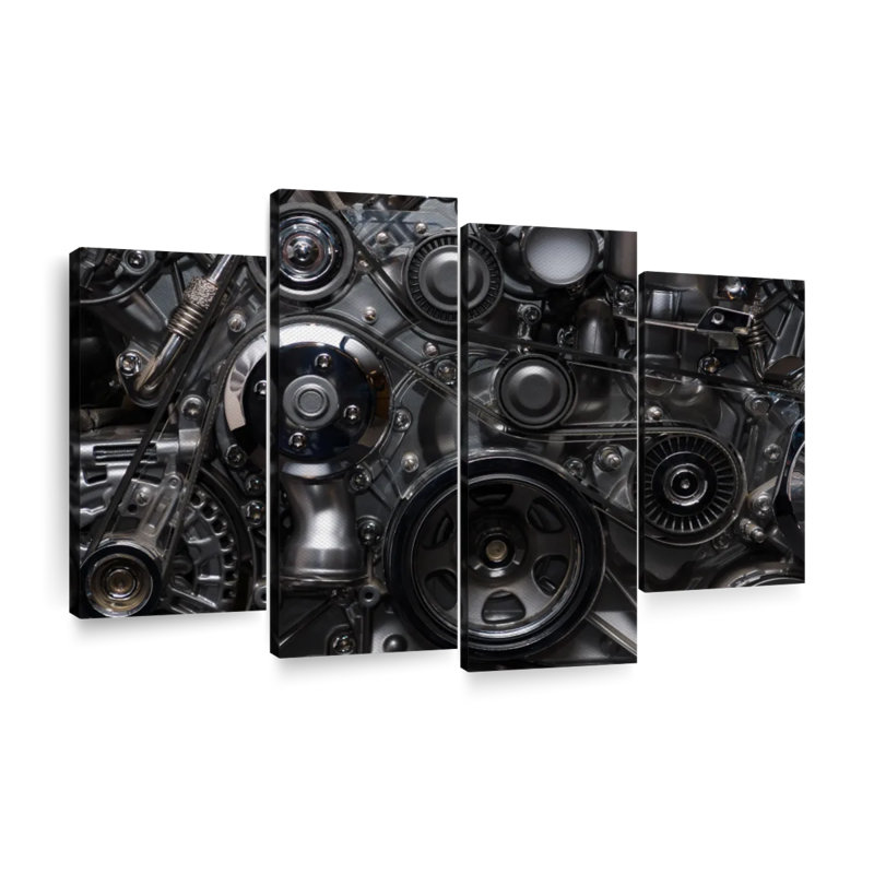 Car Motor Engine Wall Art Multi Piece Canvas Print, H 54 po x l 84 po x P 1,25 po