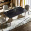Eniel Rectangular Oval Sintered Stone Kitchen Dining Table With 4 Black Metal Legs-681673777-681673774-681673775
