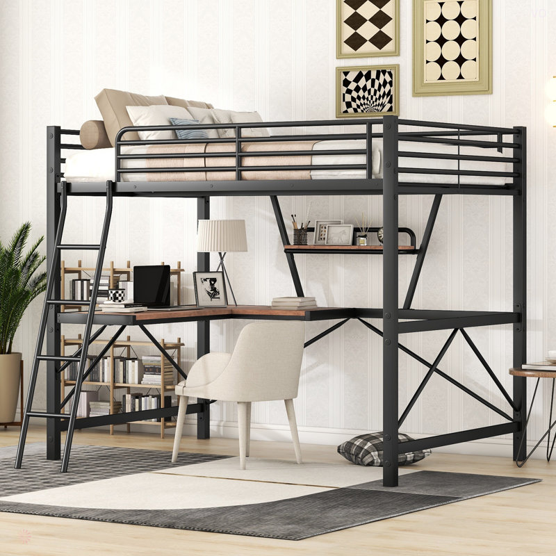 Aranveer Metal Platform Storage Bed, Full / Double, Black 1