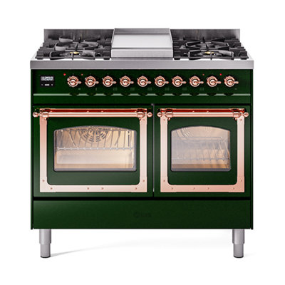 ILVE Nostalgie II Series 40 in. Dual Fuel Range with 6 Sealed Burners (Natural Gas, Glass Door)