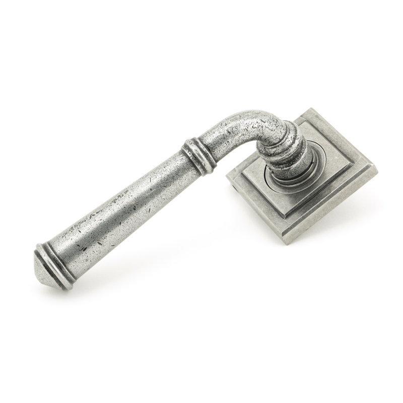 Regency Lever on Rose Set (Square), Pewter Patina