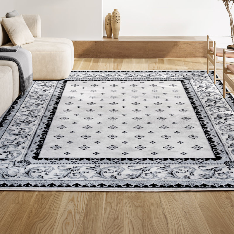 Tapis crème / gris clair Hydetown, Rectangle de 5 pi x 8 pi