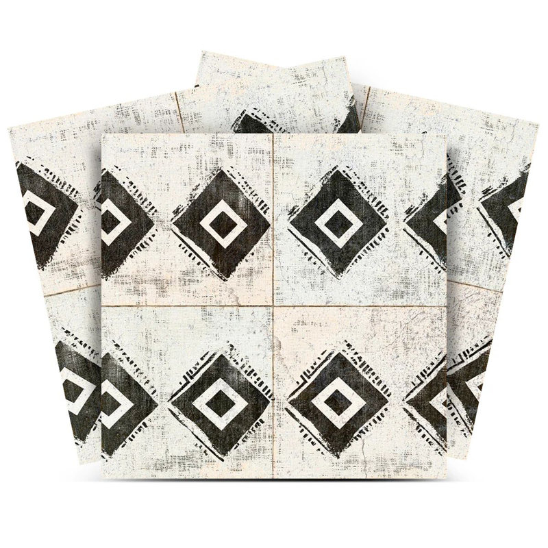 Carrelage mosaïque floral en vinyle 12 po x 12 po (ensemble de 24), Vert / blanc
