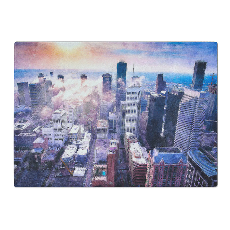 Tempered Glass Houston Texas Skyline Chopping Board, 28.5 cm x 39 cm