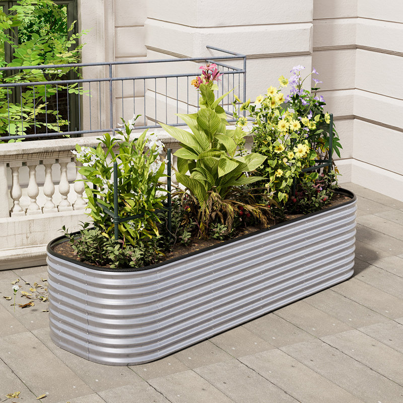 Raised Garden Bed, Galvanized Silver