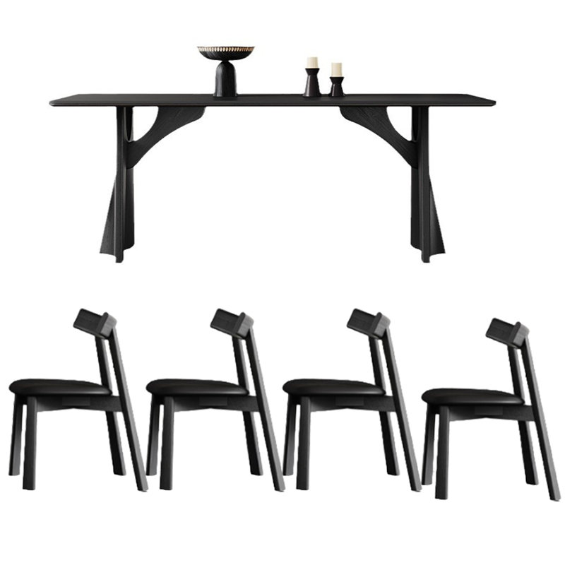 Table de salle à manger rétro avec plaque de roche Wabi-Sabi, H 29,5 po x L 55,1 po x l 31,5 po