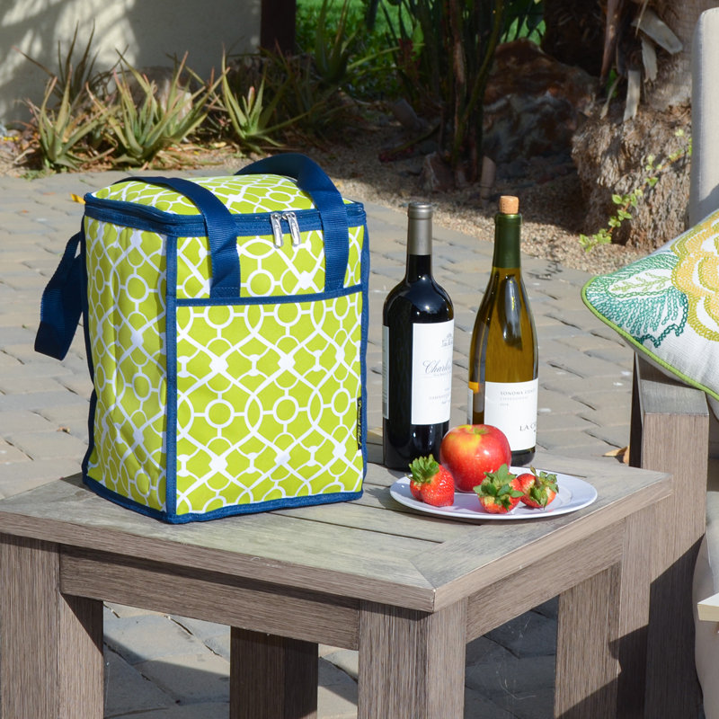 Green Insulated Picnic Tote Bag with Leak Proof Lining