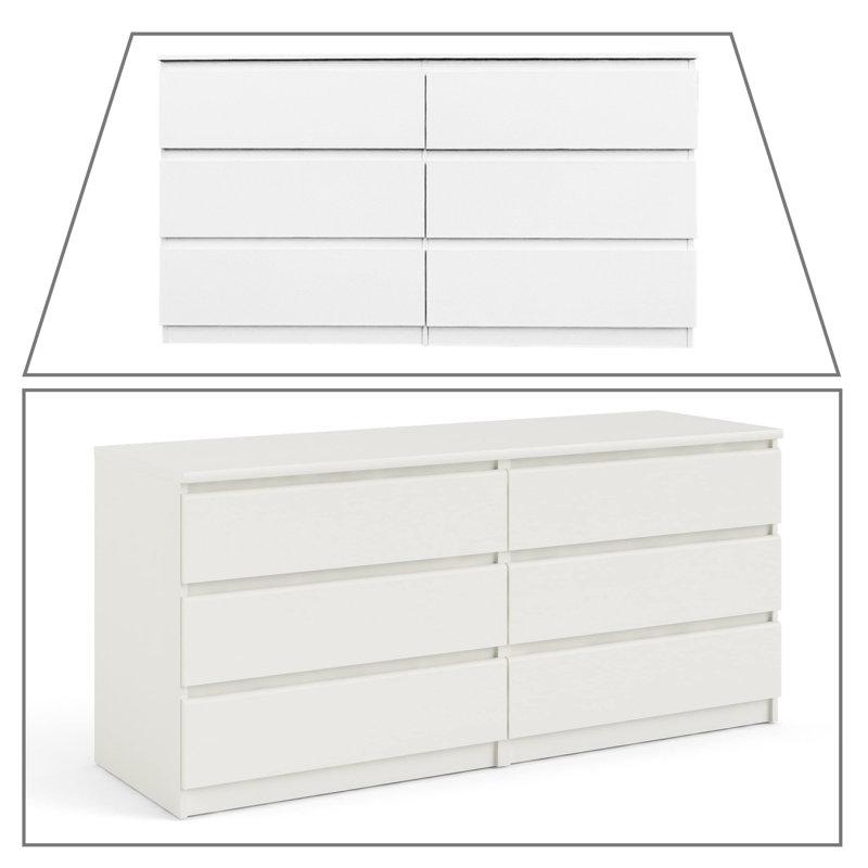 Commode 6 tiroirs Layli, Blanc