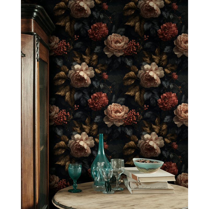 Papier peint floral foncé foncé