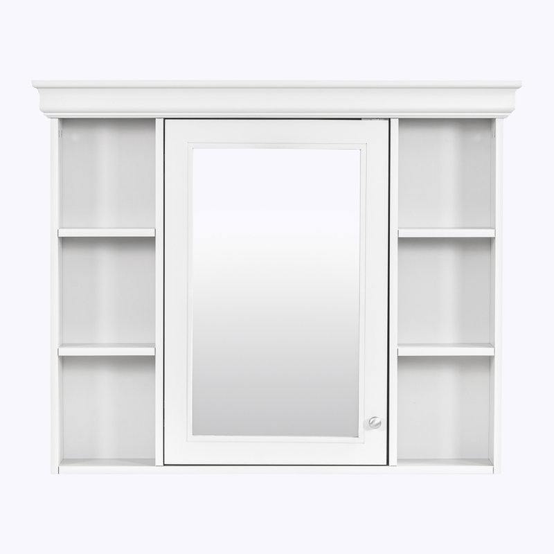 Armoire de rangement murale avec porte miroir, Blanc