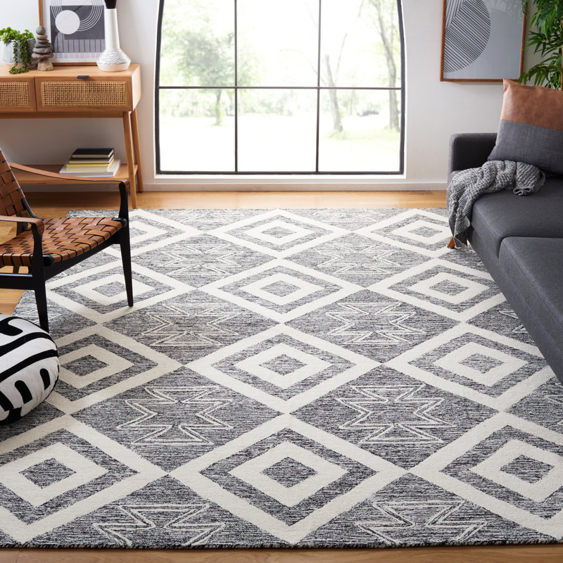 Alexea Hand Tufted Wool And Cotton With Latex Moroccan Rug, Rectangle 8' x 10'