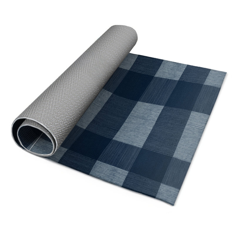 Tapis d'intérieur et d'extérieur à carreaux bleu, Rectangle 4pi x 6 pi