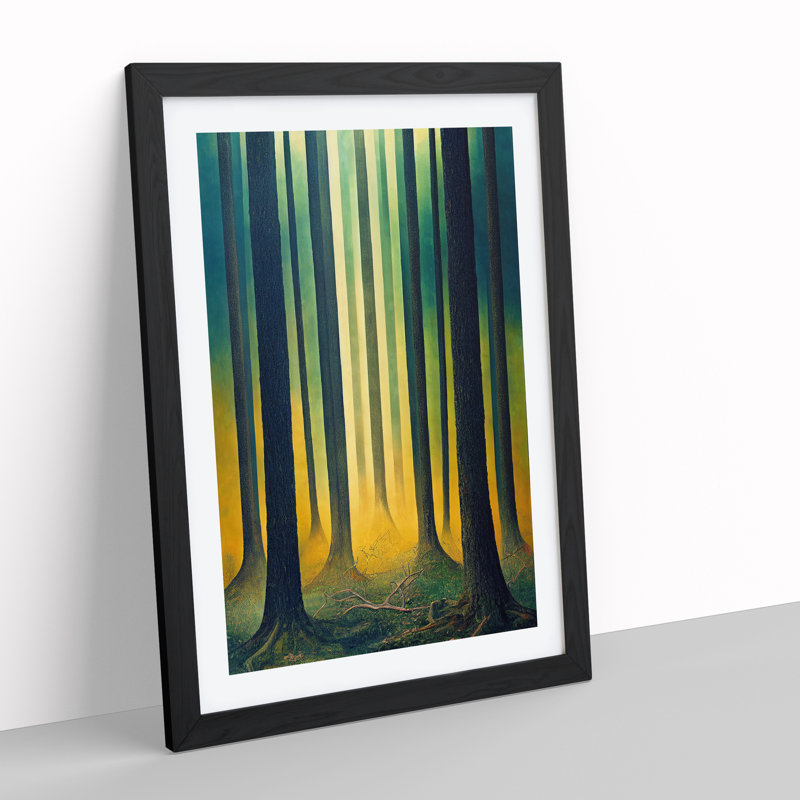 The Pretty Forest - Single Picture Frame Painting, 64cm H x 46cm W x 2cm D, Black