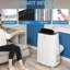 Climatiseur portatif noir 5-en-1 de 15 000 BTU avec télécommande, climatiseur vertical refroidissant jusqu'à 850 pieds carrés, fonctionnement silencieux avec ventilateur, déshumidificateur et minuterie