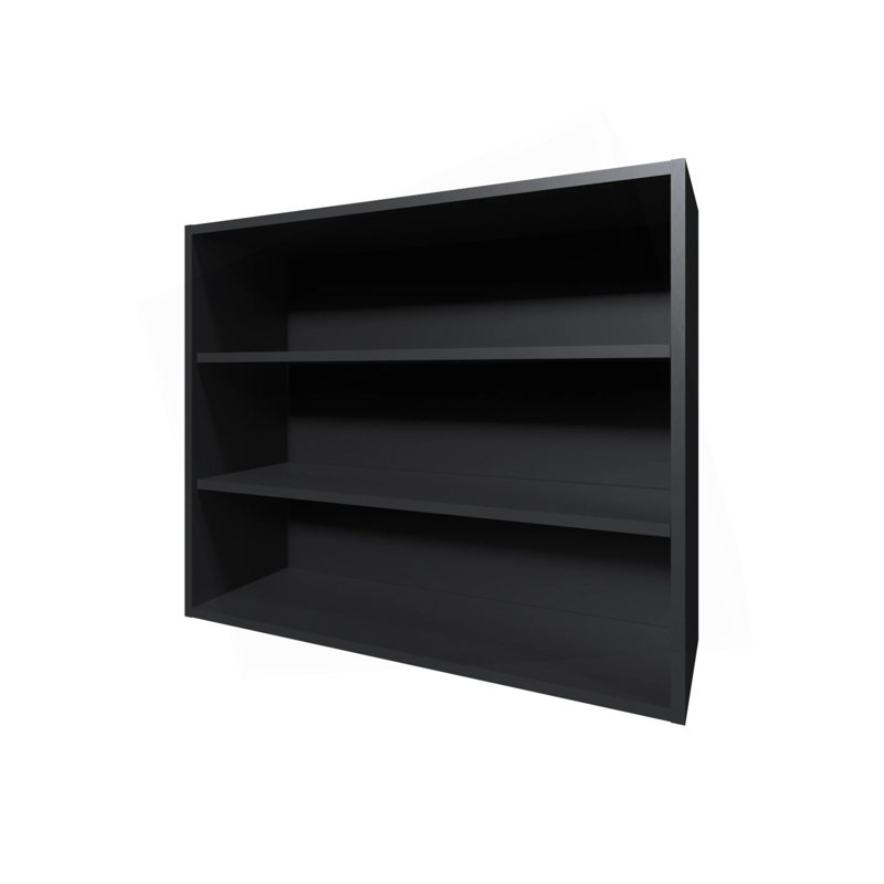 Wenge Wall Cabinet With Open Storage, Black