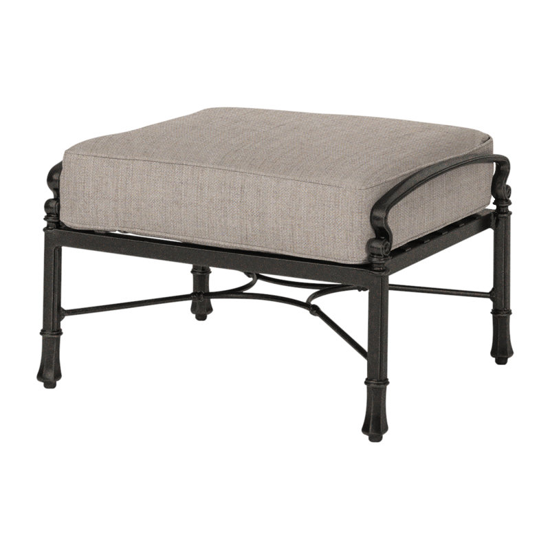Bella Vista Ottoman with Sunbrella Cushions, Cast Ash Sunbrella® Plainweave, Midnight Gold