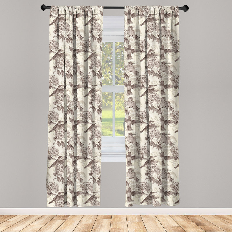 Hummingbirds Semi-Sheer Rod Pocket Curtain Panels, 28" x 95"