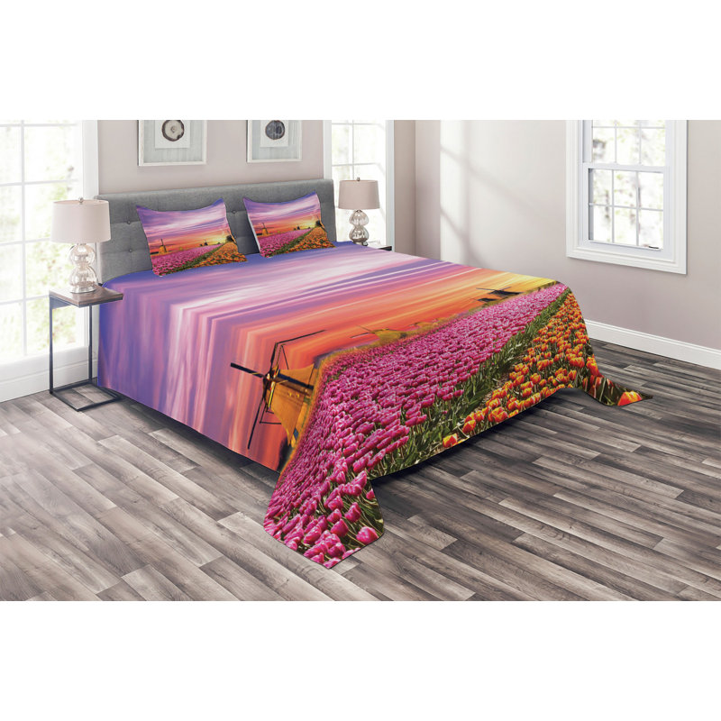 Farmhouse / Country Polyester Coverlet, King Bedspread + 2 Shams