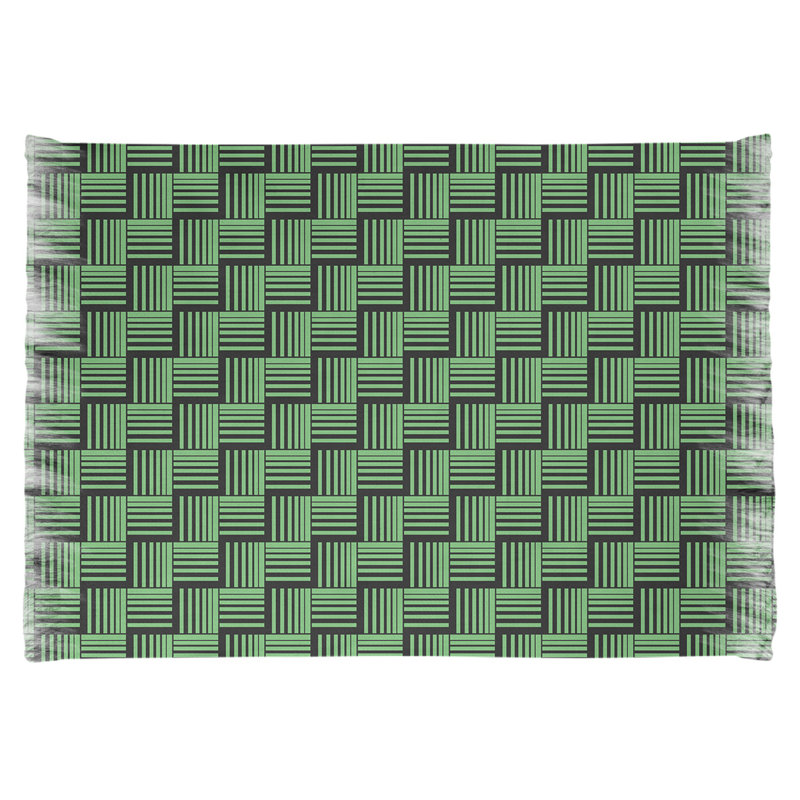 Tapis basketweave rayures vert/noir, Oui