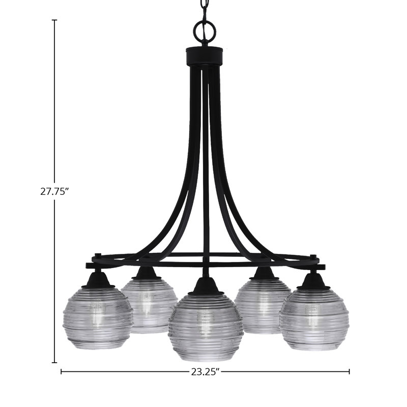 Paramount 5 Light Downlight Chandelier, Smoke Bubble