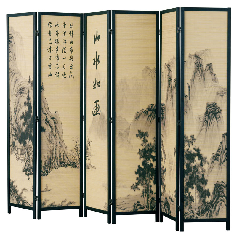 240Cm W x 175.3Cm H 6 - Panel Solid Wood Room Divider