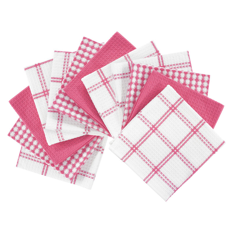 T-fal Flat Waffle Kitchen Dishcloth Set, Pink
