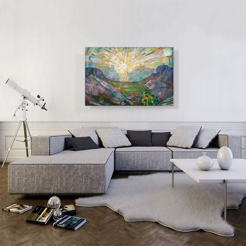 "Le soleil" par Edvard Munch, reproduction d'art sur toile tendue, H 26 po x l 40 po x P 0,75 po