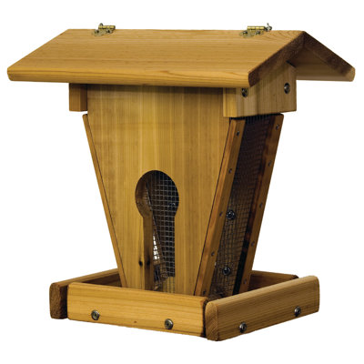 Wood Freestanding Hopper Bird Feeder