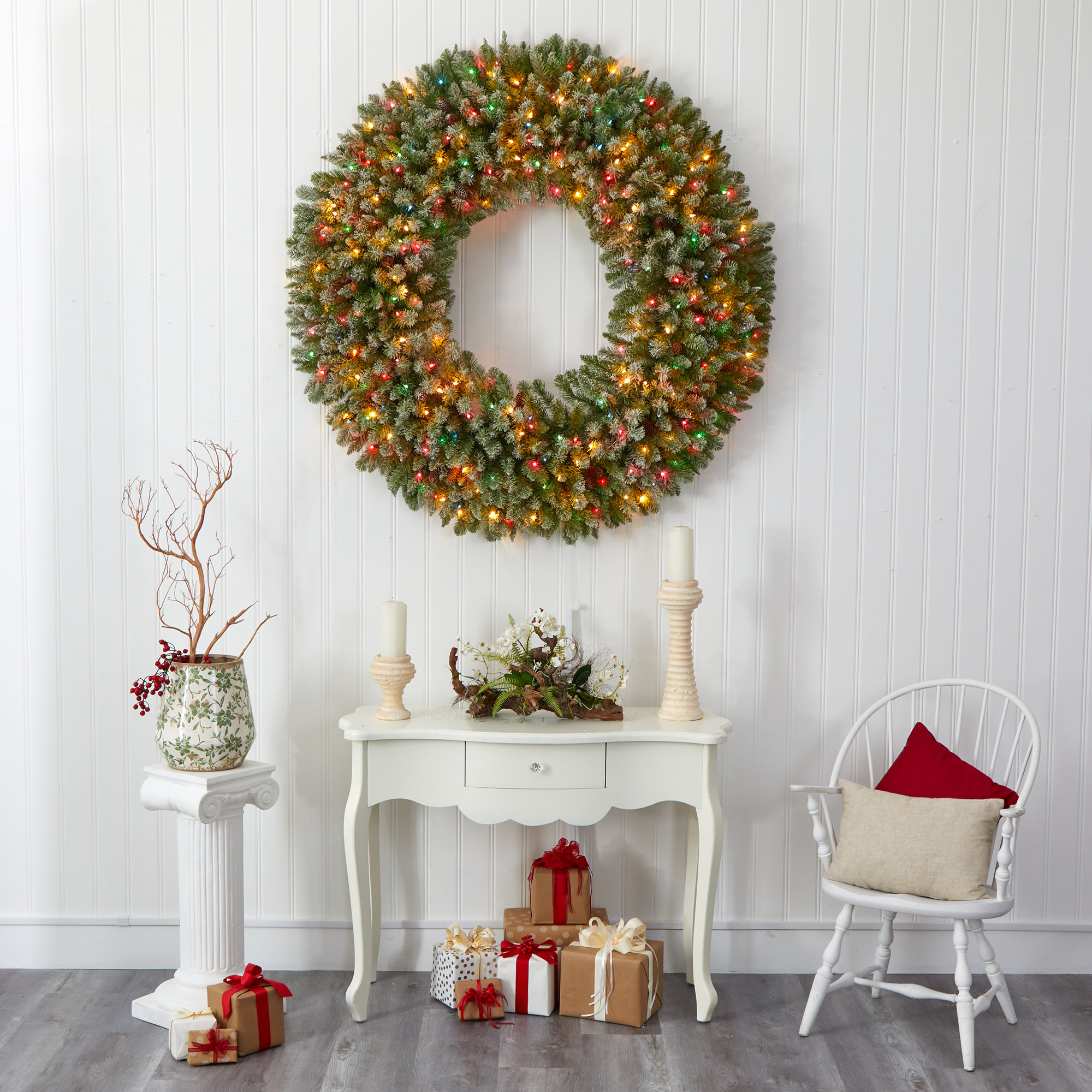 60'' Lighted Wreath, Light Green