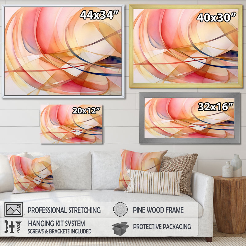 «Peach and Yellow Minimalist Harmony III - Minimalisme», art mural sur toile, H 30 po x l 40 po x P 1,5 po