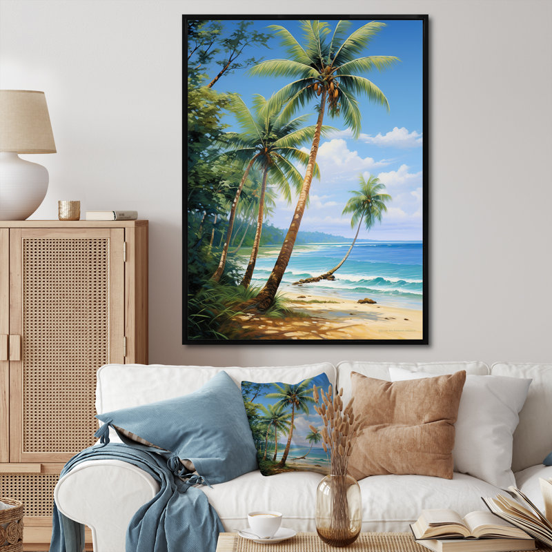 «Padowski Palm Trees Palms II», reproduction d'art sur toile, H 44 po x l 34 po x P 1,5 po, Cadre flottant noir