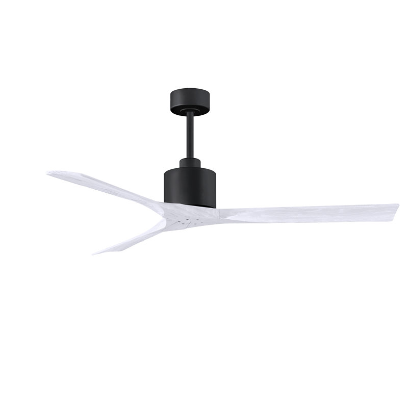 Nan 52" Ceiling Fan In Textured Bronze And Matte White Blades, Matte Black, Barn Wood Tone, 52"