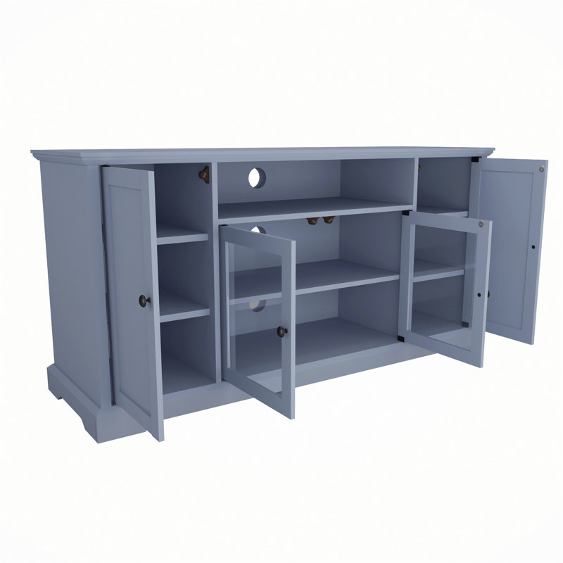 Diretha Storage Cabinet,TV Stand,Sideboard,Up To 65"TV with 2 Glass Door and Adjustable Panels, Gray