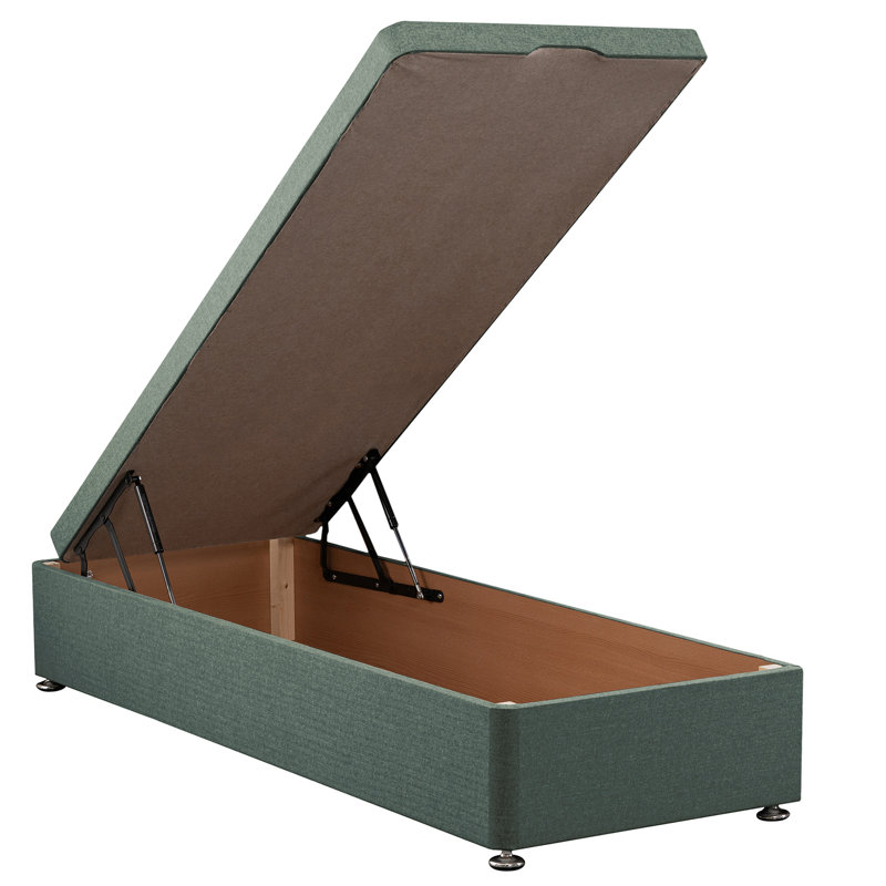 Kaliope Bed, Small Double (4'), Tweed Azure, Front Open Ottoman Base