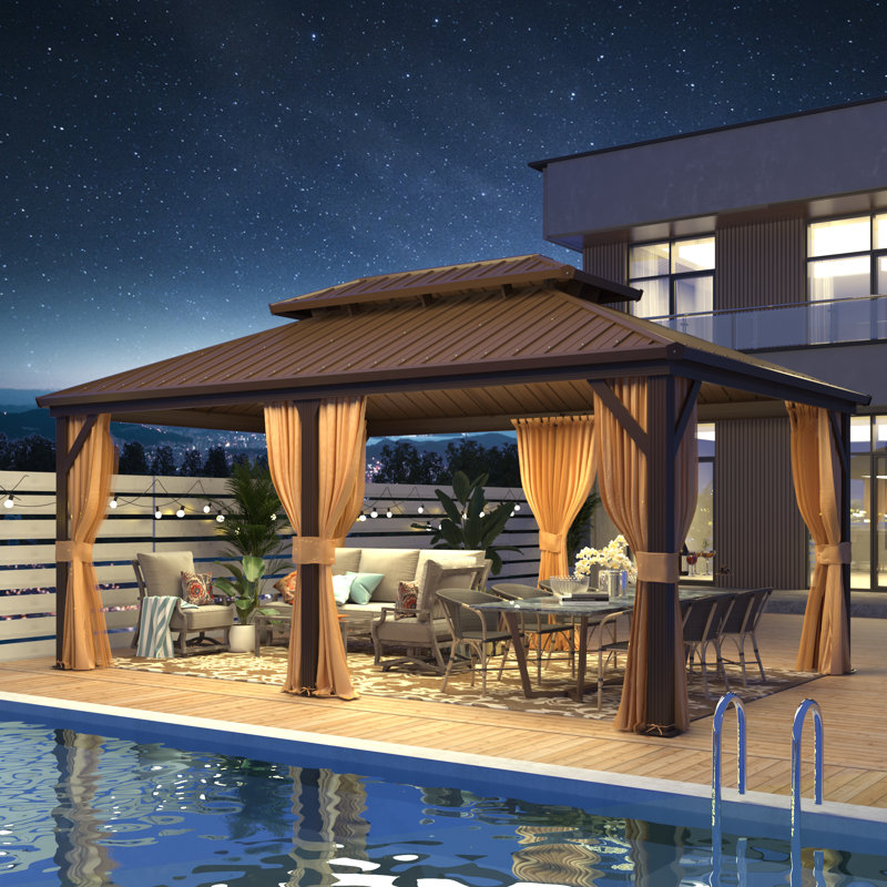 18 pi. L 12 pi. D Pavillon de jardin en aluminium